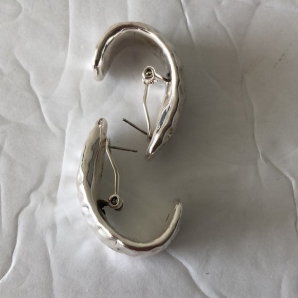 E&L Sterling Silver Earrings Electroform Hammered Israel 1.5" long - Picture 10 of 12